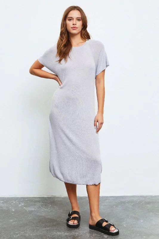 Low Prices Relax Batwing Short Sleeve Sweater Midi Dress