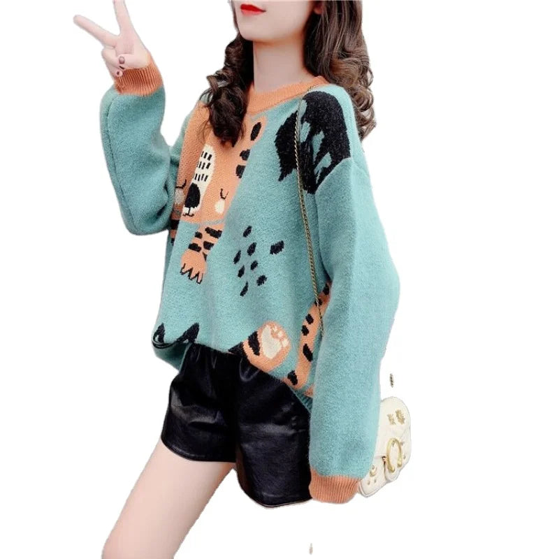 Weekend Deals That Sizzle 2024 Spring and autumn high-quality best-selling round neck long sleeve loose cartoon cat cute fashion women's printed sweater Weekend Deals That Sizzle 2024 Spring and autumn high-quality best-selling round neck long sleeve loose cartoon cat cute fashion women's printed sweater