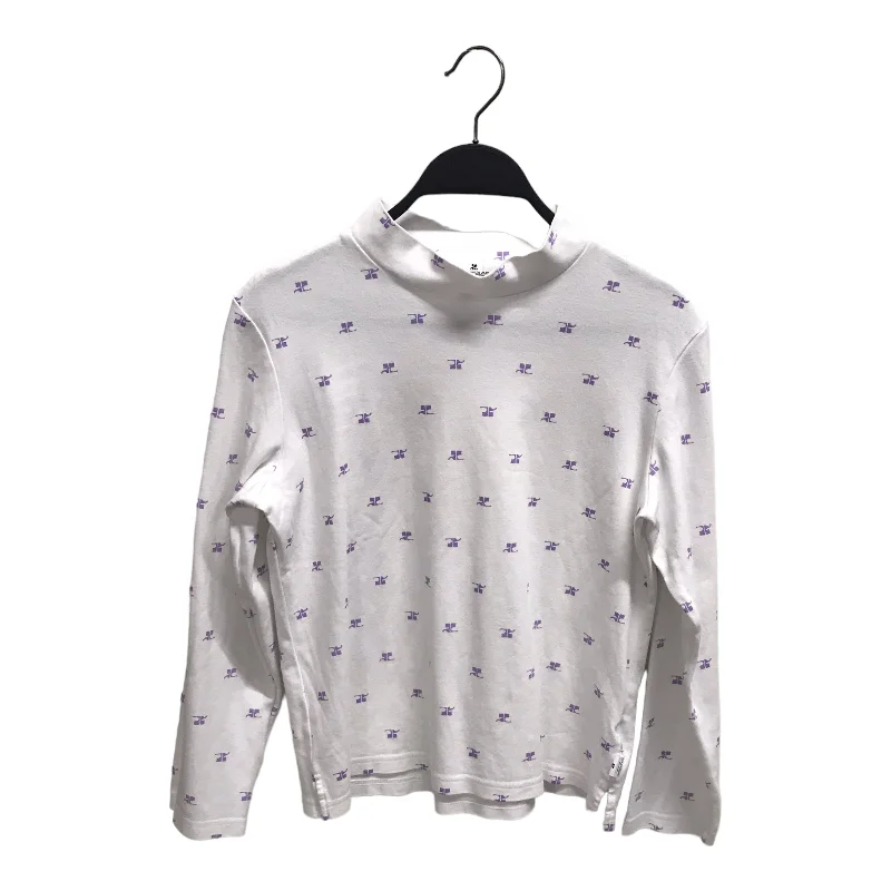Amazing Deals Courreges/LS T-Shirt/38/Monogram/Cotton/WHT/High Neck/
