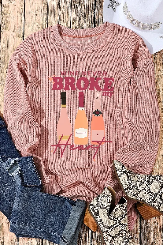 Midnight Sale Wine Never Broke My Heart Round Neck Sweatshirt