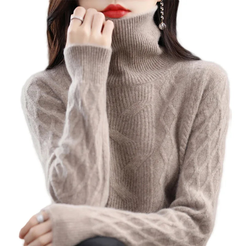 Deep Savings Spring and autumn best-selling high-quality fashion women's solid color semi-turtleneck long-sleeved loose knit pullover sweater