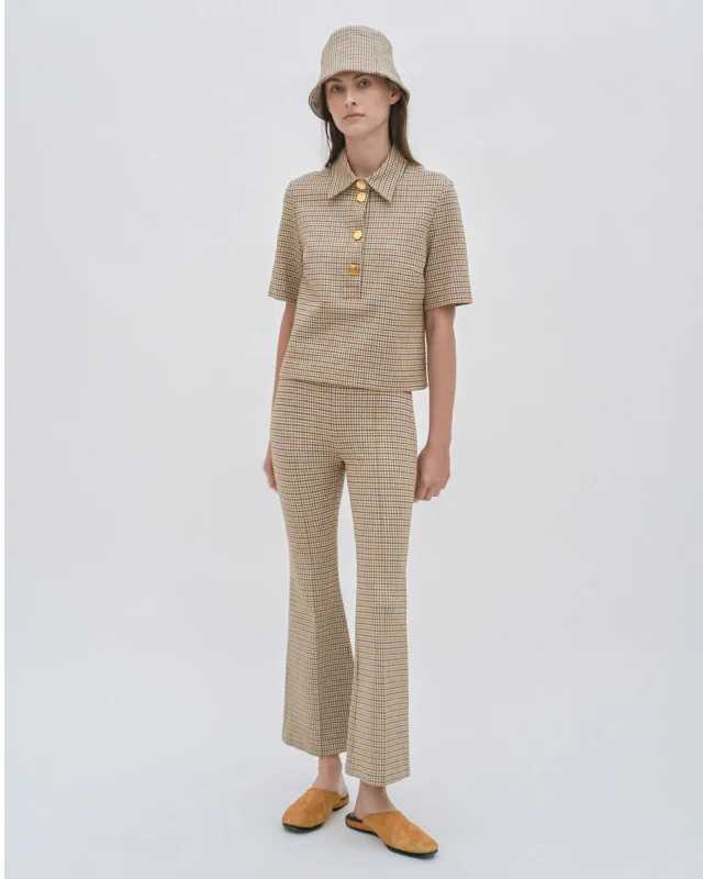 Special Price BOXY POLO T-SHIRT - HOUNDSTOOTH PLAID