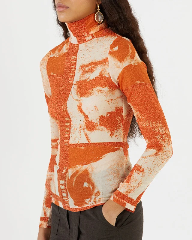 Deal Alert Bronte Top Mesh Print Rust
