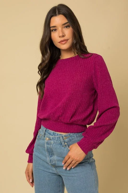Limited Time Offer Magenta Open Back Knit Top
