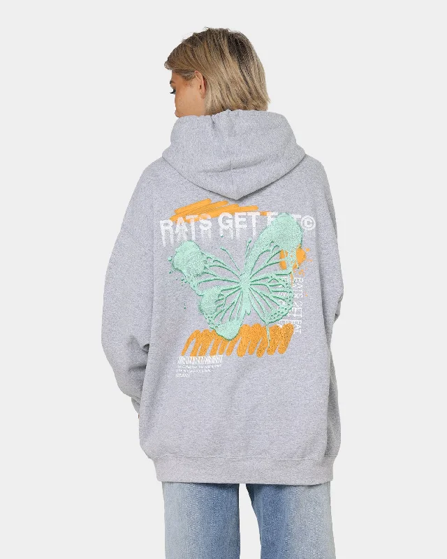 Lowest Price Rats Get Fat Spray Butterfly Hoodie Grey