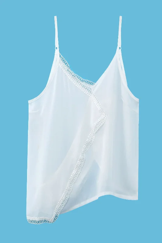 Deal of the Week Custom V-Neck Sleeveless Irregular Hem White Camis