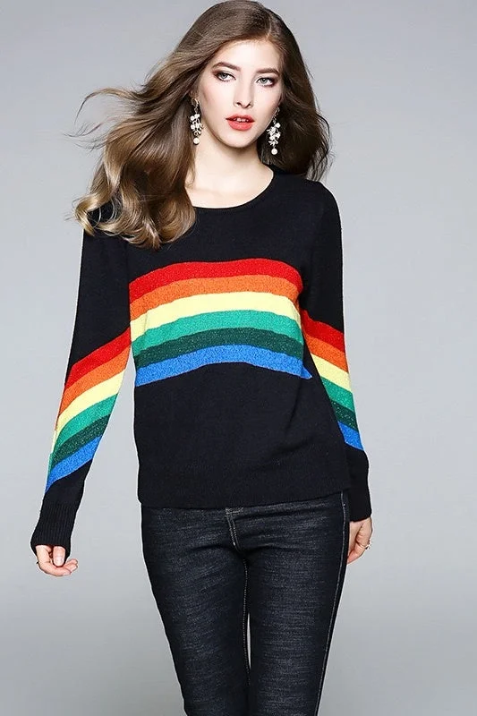 Act Now Rainbow Sweater W/ Silver Thread