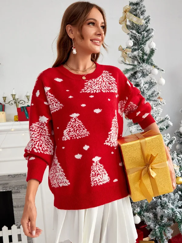 Can't Be Beat Casual Christmas Long Sleeve Round Neck Regular Women Sweater
